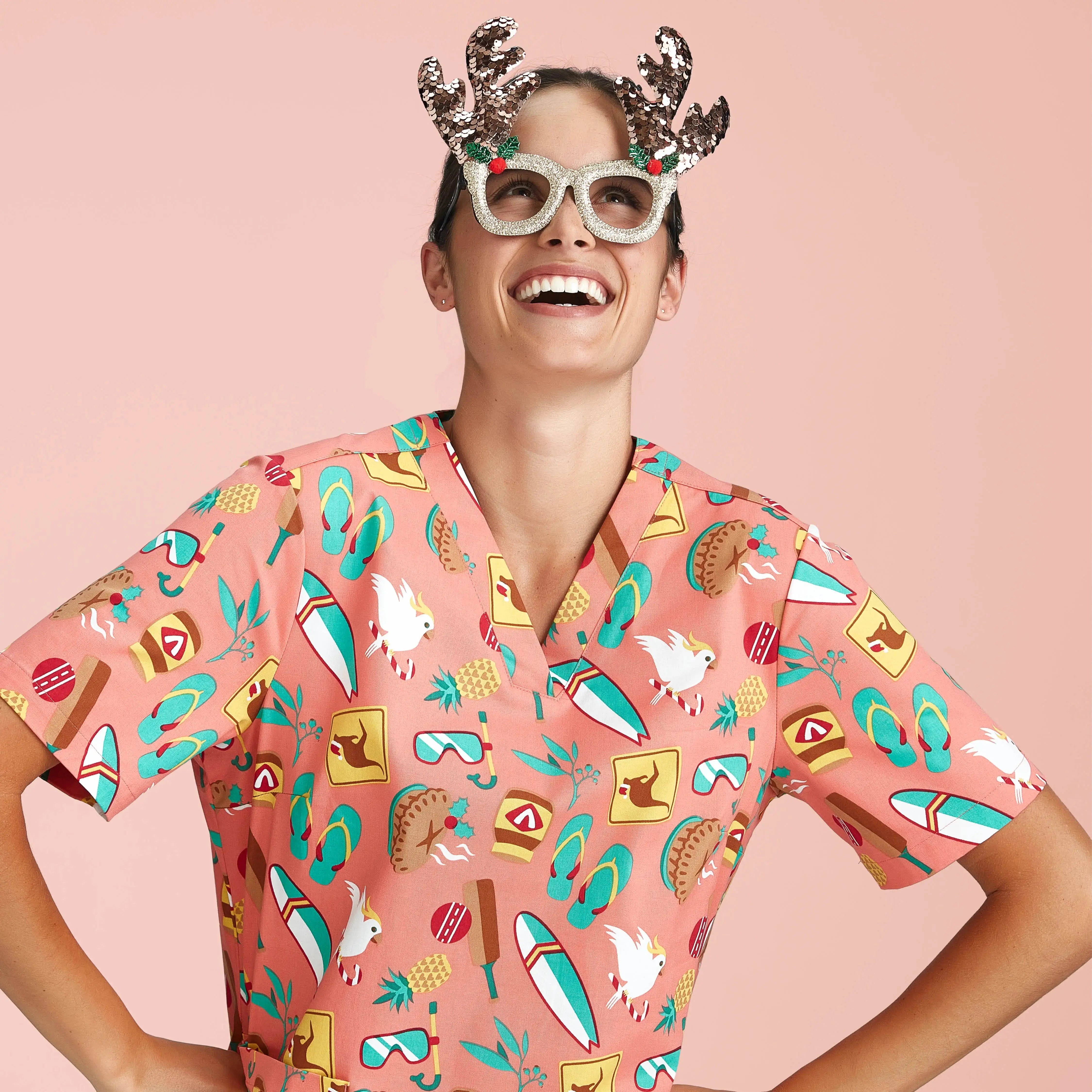 Biz Care Women's Christmas Scrubs Top Simply Scrubs Australia